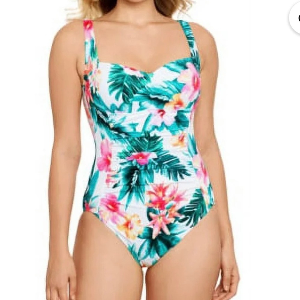 Swim Solutions RN16687 Tropical Punch Tummy-Control One-Piece Swimsuit